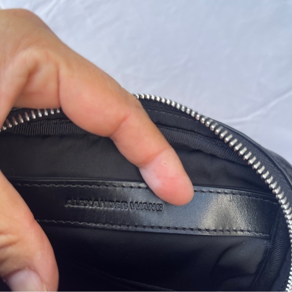 Alexander Wang Fumo Black White Red Embossed Leather Wristlet Zip Around Wallet - Picture 15 of 17